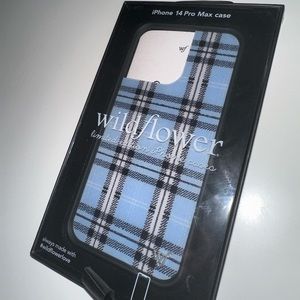 IPhone 14 pro max blue plaid wildflower case
